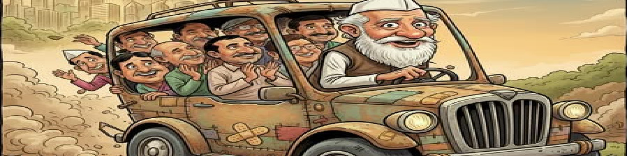 लोकतंत्र की गाड़ी चल पड़ी, पम पम पम-डॉ० मुकेश असीमित